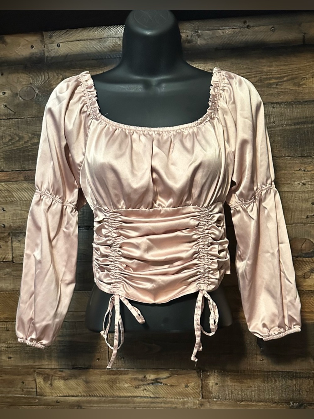 Almost Famous brand silky pink ruched top